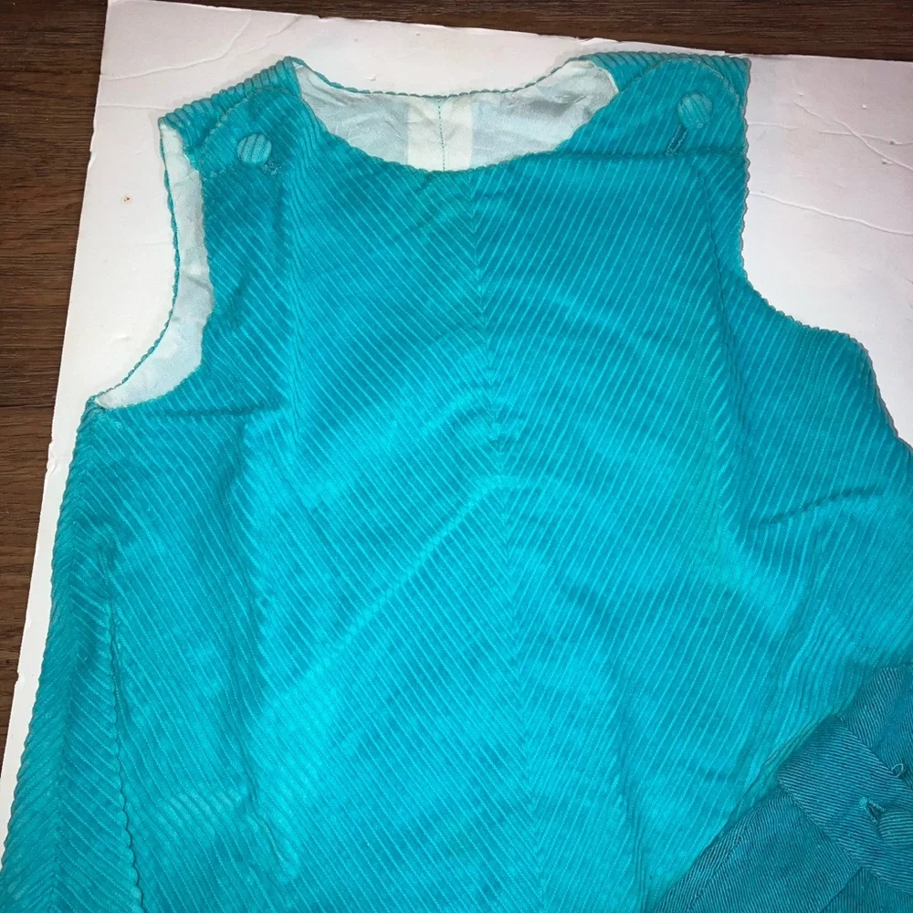 Set of Two Handmade Vintage Little Girls Blue Dresses 9-12 months (?) Corduroy